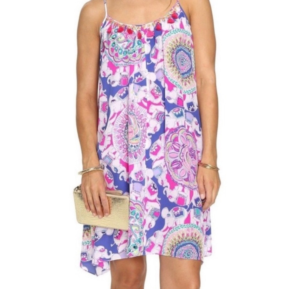 Sleeveless Pink & Purple Medallion Print Swing Dress